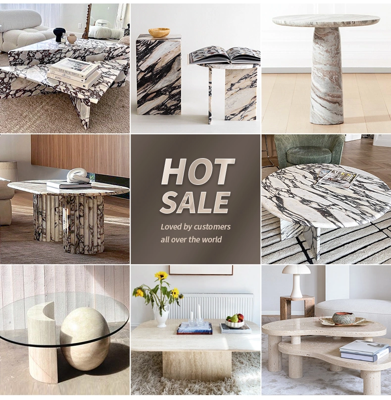 Modern Marble Living Room Furniture Coffee Table Natural Travertine Dining Table Marble Carrara White Coffee Table